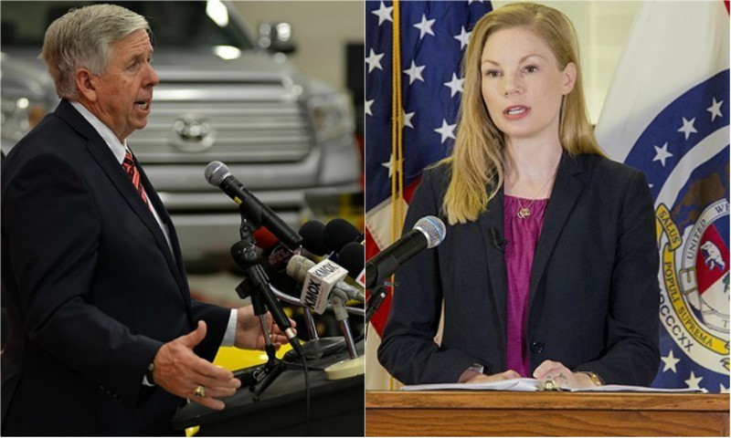 Gov. Mike Parson and Auditor Nicole Galloway. - TOM HELLAUER/DANNY WICENTOWSKI