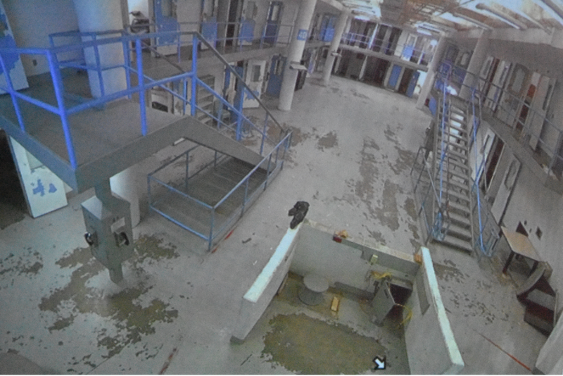 A photo of the video live feed showing the fourth floor of the City Justice Center on Monday. - DOYLE MURPHY
