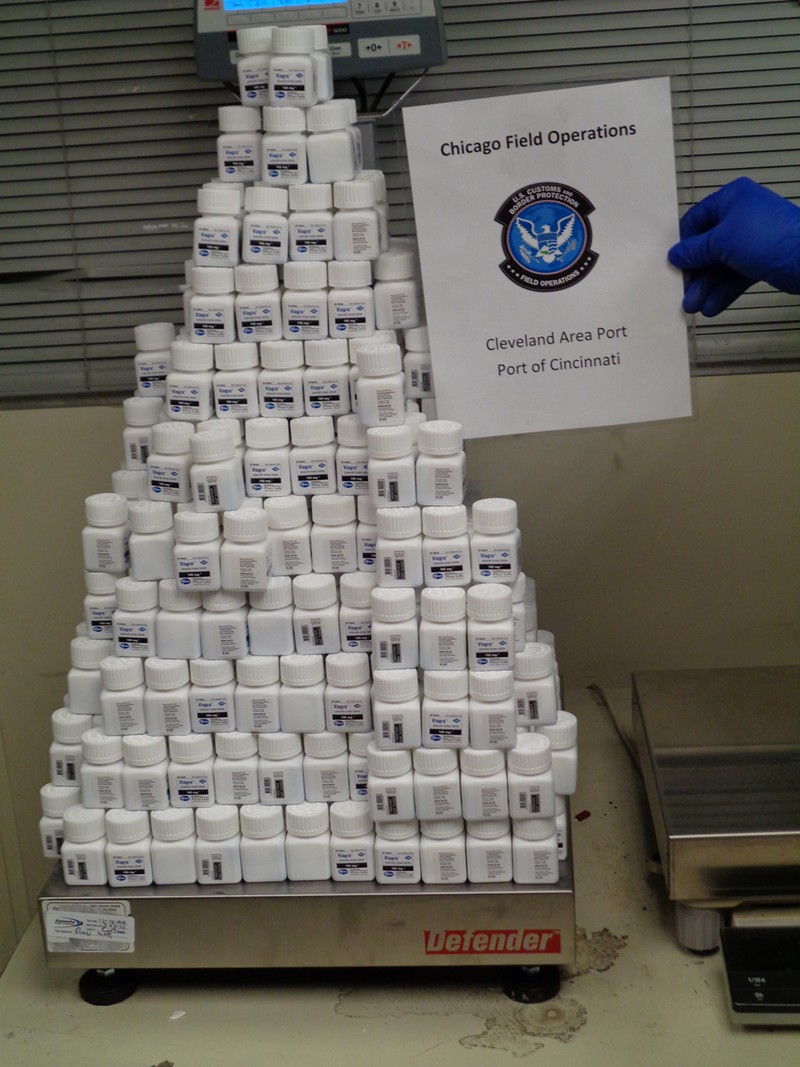 A suitably phallic presentation of the ill-gotten pills. - U.S. Customs and Border Protection