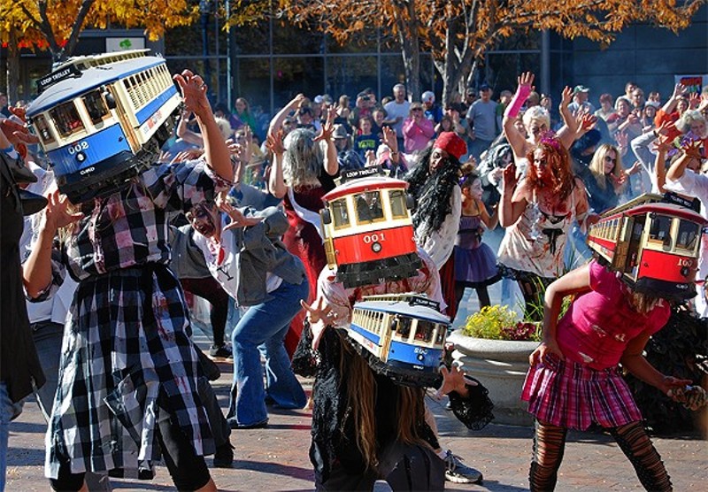 St. Louis is once again under siege by zombie trolley cars. - PHOTO ILLUSTRATION BY DANNY WICENTOWSKI/ROADSIDEPICTURES