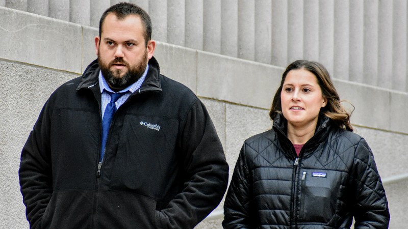 Randy Hays and Bailey Colletta leave court in December 2018. - DOYLE MURPHY