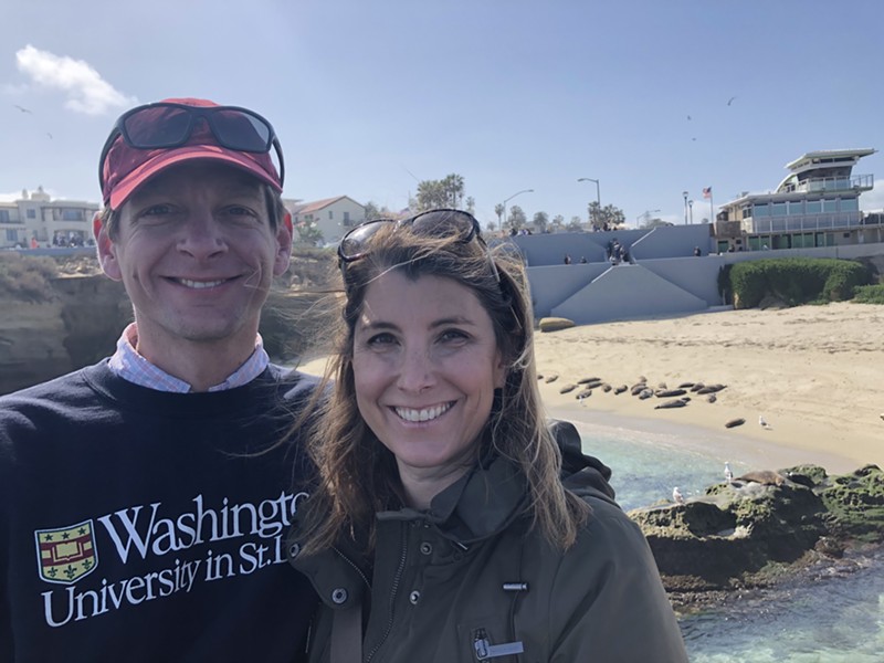 Jeffrey Davis and his wife, Tasha, watch harbor seals on a beach in San Diego. - JEFFREY DAVIS
