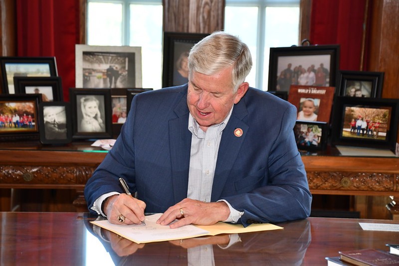 Missouri Governor Mike Parson signs the supplemental budget on May 13, 2021. - GOVERNOR'S OFFICE
