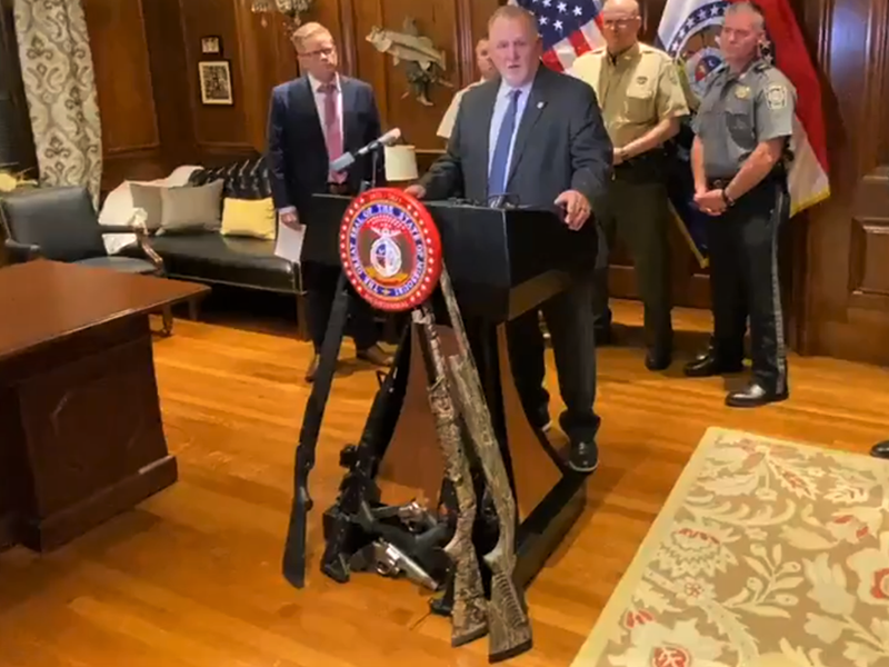 In case anyone forgot what guns look like, the Missouri GOP brought several. - SCREENSHOT VIA JASON ROSENBAUM