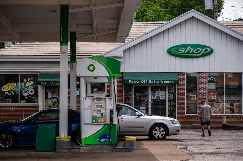 The BP gas station on Bates Avenue, seen on May 17, 2021, in St. Louis. - MICHAEL B. THOMAS FOR THE INTERCEPT