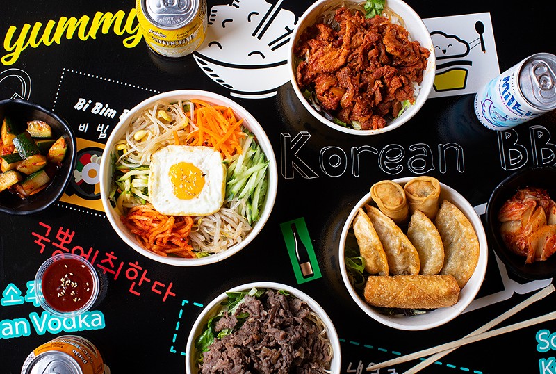 K-Bop's offerings include bibimbap, spicy pork bop, mandu, beef bop, kimchi and more. - MABEL SUEN