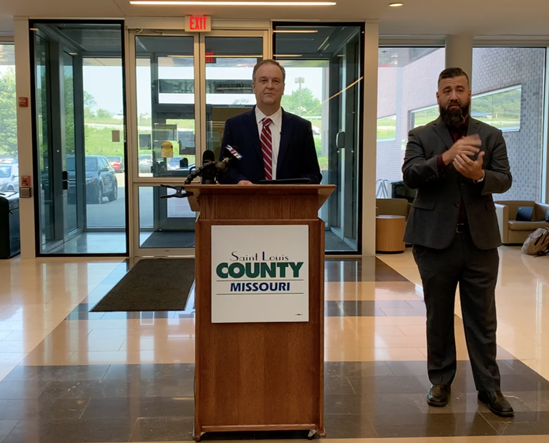 County Executive Dr. Sam Page at a press conference announcing vaccination initiatives on July 19, 2021. - Screenshot