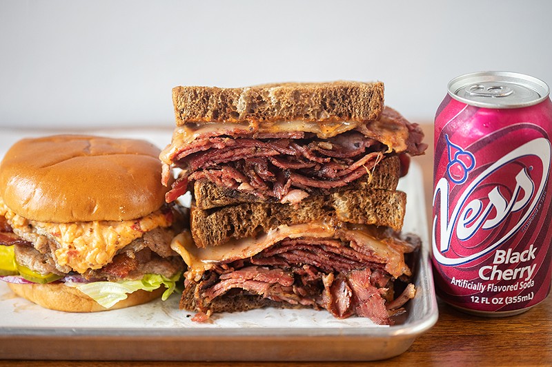 Nomad's Dumpster Fire and a pastrami sandwich. - MABEL SUEN