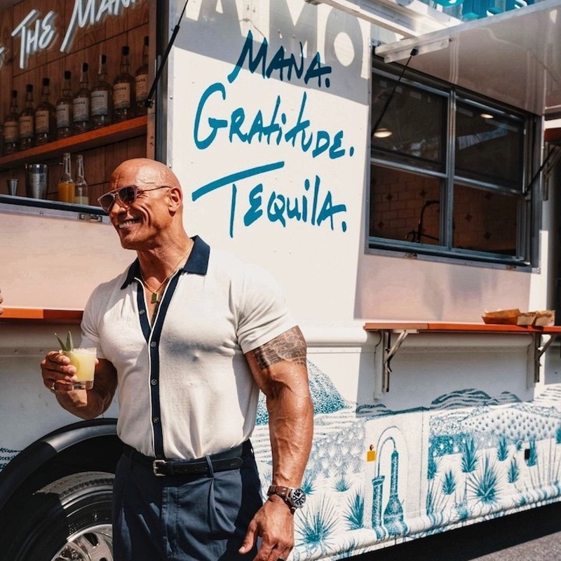 Dwayne "The Rock" Johnson in the flesh with the Mana Mobile. - COURTESY TEREMANA TEQUILA