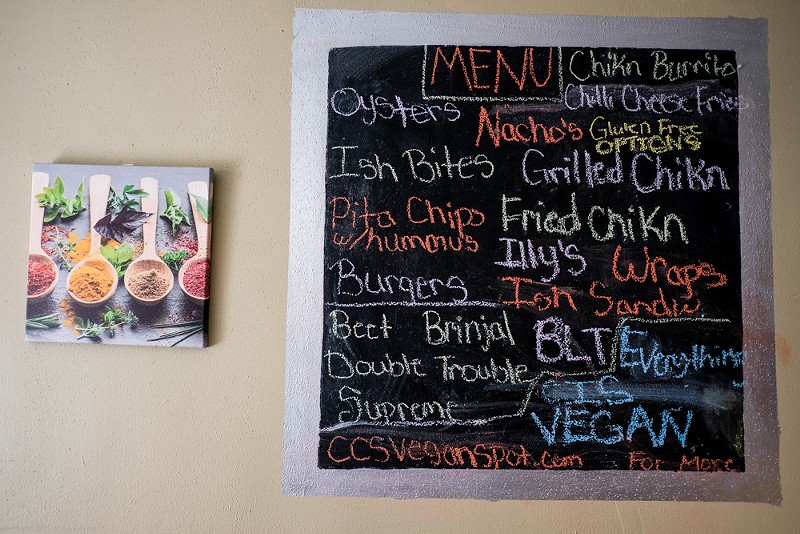The menu at CC's Vegan Spot. - PHUONG BUI