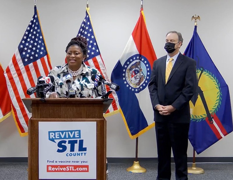 St. Louis County Councilwoman Shalonda Webb and St. Louis County Executive Sam Page announce the vaccine incentive program. - St. Louis County Executive Sam Page / Facebook Live