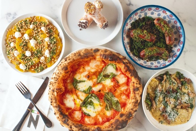 Noto offers dishes to remember. Pictured: beet insalata, cannoli, salsiccia and lentils, margherita pizza and mushroom mezzaluna. - MABEL SUEN