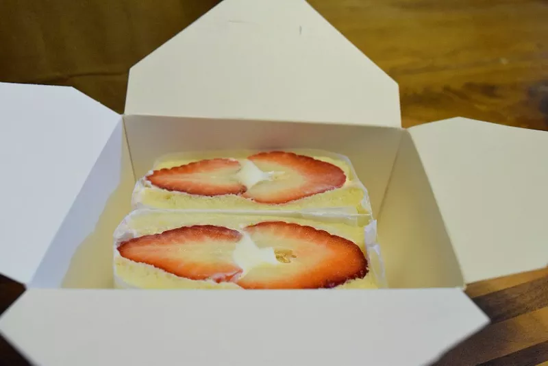 The strawberry sando features strawberries and whipped cream on Japanese milk bread. - Cassidy Waigand