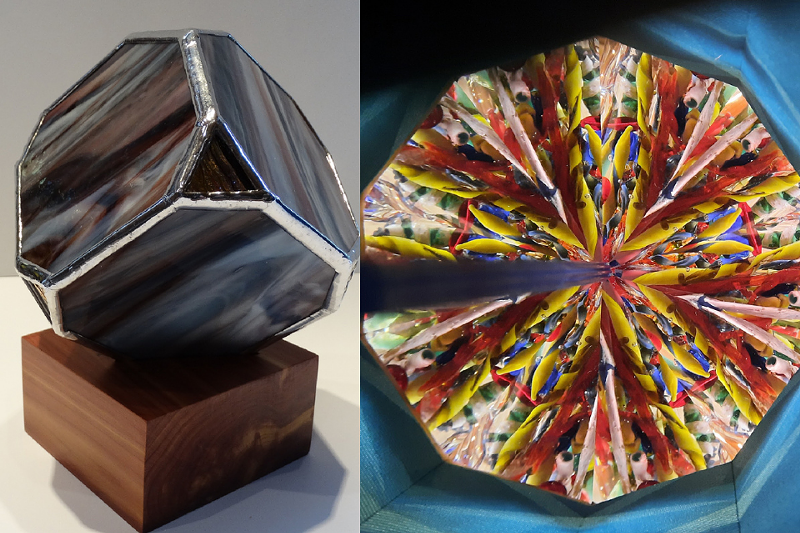 Kaleidoscope creations are on display next to the Knight Gallery.  - COURTESY OF THE BREWSTER KALEIDOSCOPE FOUNDATION / FOUNDRY ART CENTER