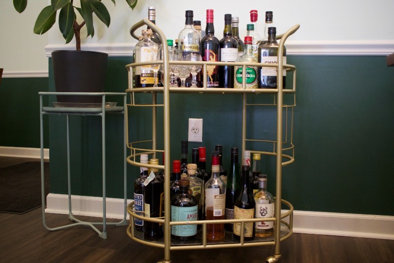 Salve's amaro cart is filled with a variety of apperitivi and digestivi. - CHERYL BAEHR