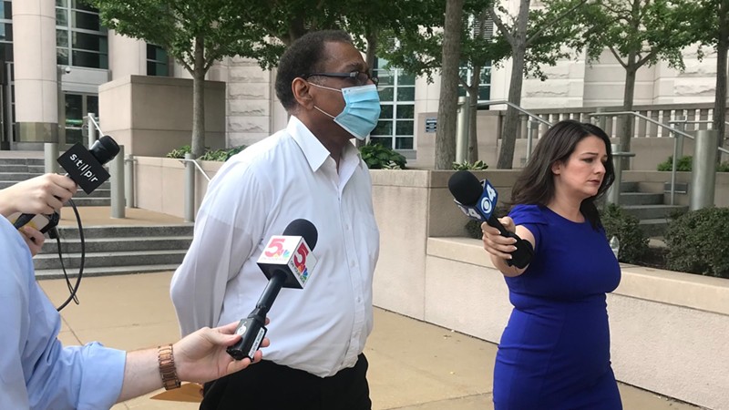 Tony Weaver leaving the federal courthouse downtown in June. Former coworkers say he diligently worked to remove a serial harasser from the county jail's staff. - Ryan Krull
