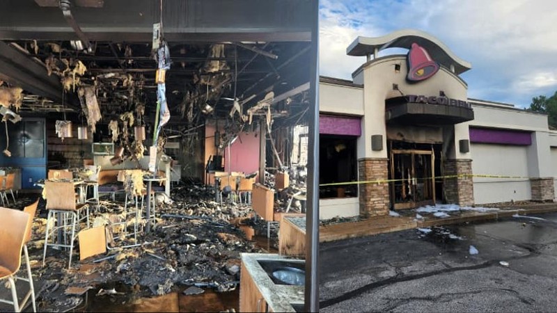 The Taco Bell in Ballwin after severe fire damage.