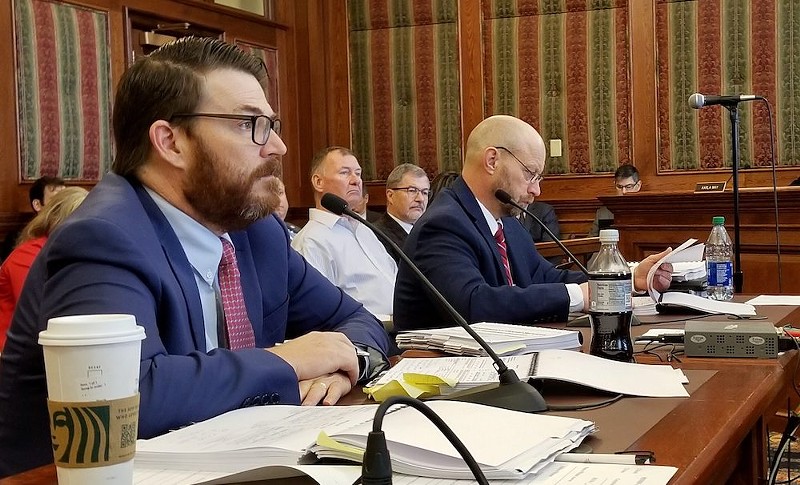 Todd Richardson, left, director of the MO HealthNet Division, testifies on the fiscal 2023 Medicaid Wednesday, March 2, 2022, before the Senate Appropriations Committee, with Patrick Luebbering, chief financial officer of the Department of Social Services. - RUDI KELLER / MISSOURI INDEPENDENT