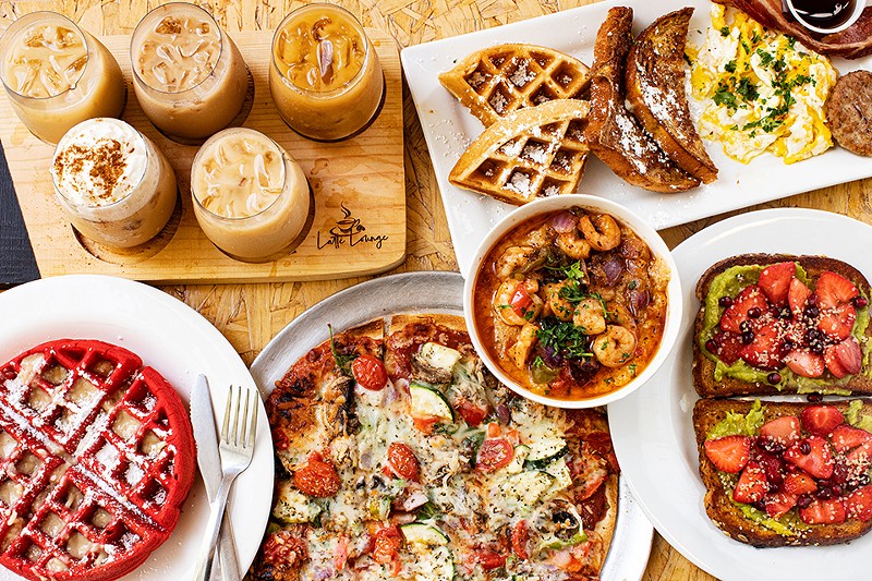 Latte Lounge serves delicious daytime fare, including latte flights, breakfast samplers, avocado toast, shrimp and grits, pizzas and red velvet waffles.