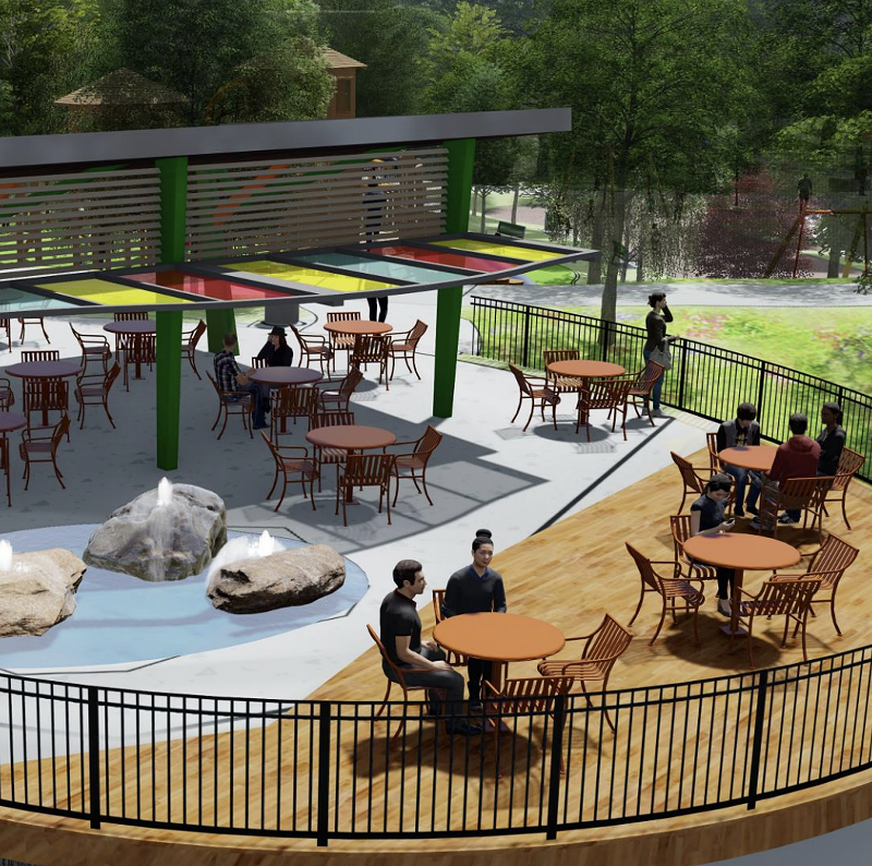 Visitors will also have a seating area, overlooking part of the park.  - THROUGH THE TOWN OF BRENTWOOD