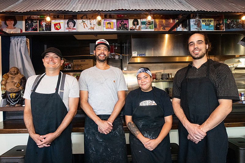 The crew at Menya Rui (from left): John Keisler, chef-owner Steven Pursley, Erika Pursley and Jason Karcher.