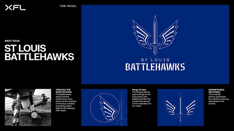 XFL promotional material explaining the mythos of the Battlehawk.