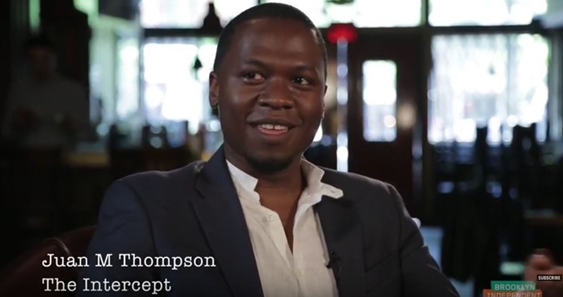 Juan Thompson, shown during a video segment, was building a career as a sharp-tongued journalist before he was fired. - Image via BricTV