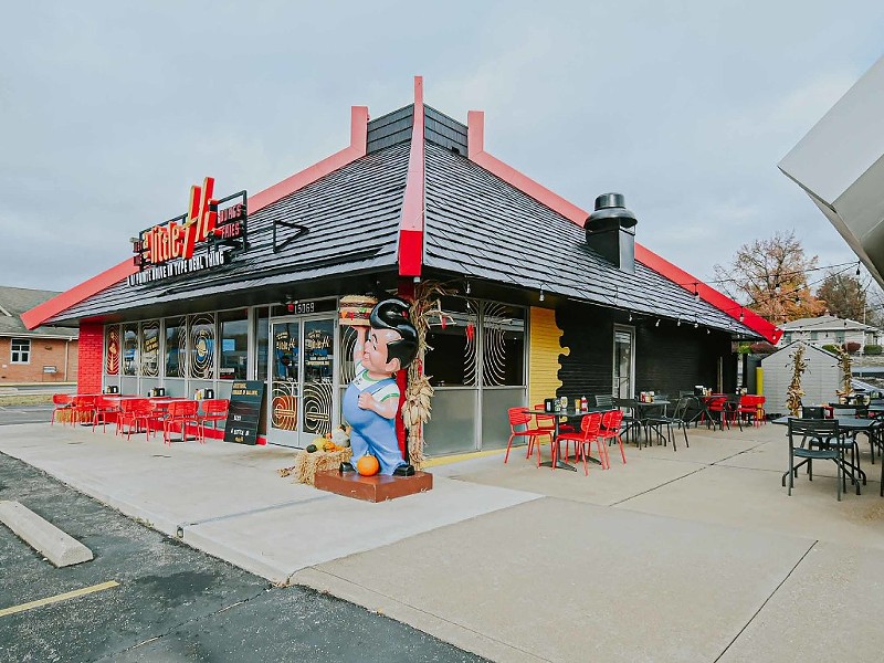 A vintage Big Boy statue stands guard over the patio. - Sarah Lovett