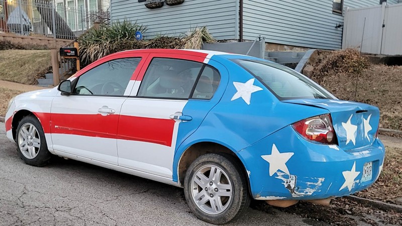 Wayne's red, white and blue ride.