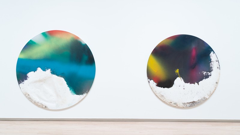 From left: Katharina Grosse's Untitled, 2008 and Untitled, 2008. - Virginia Harold