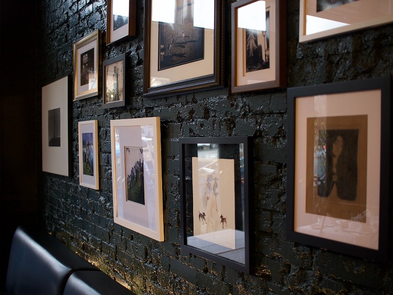 Photos adorn the walls in the Wright's Tavern dining room.