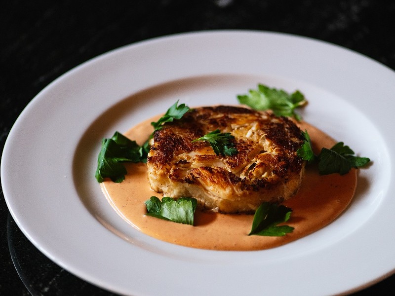 The Wright's Tavern crab cake features generous hunks of crab meat.