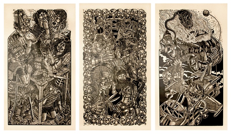 Three Woodcuts by Tom Huck