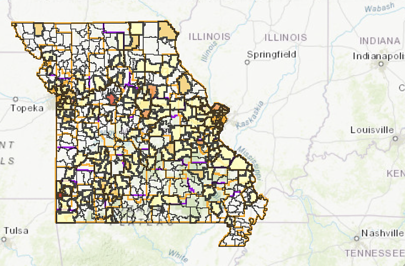 A Missouri nonprofit used new state data to create this interactive map, which allows parents to see how their school district's use of restraint and isolation compares with others in the state. - MAP VIA MISSOURI DISABILITY EMPOWERMENT FOUNDATION