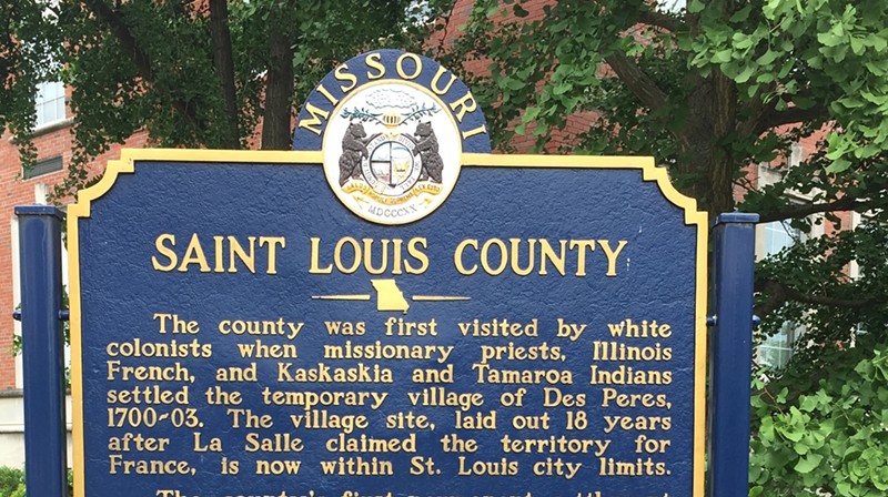 A close-up of the county marker that was recently removed.
