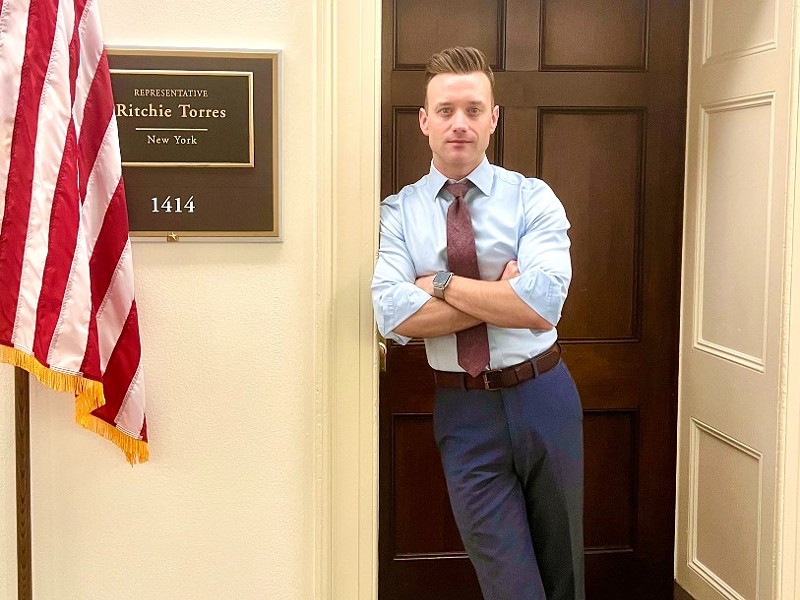 Jacob Long outside his boss, U.S. Representative Ritchie Torres's office.