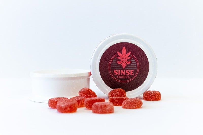 Sinse's sativa mixed-berry gummy has equal parts THC and CBD. - Courtesy Sinse Cannabis