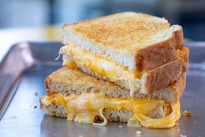 The Forever Young "Adult" Grilled Cheese is one of many on offer at Steve's Hot Dogs. - MICHAEL KILFOY, STUDIO X