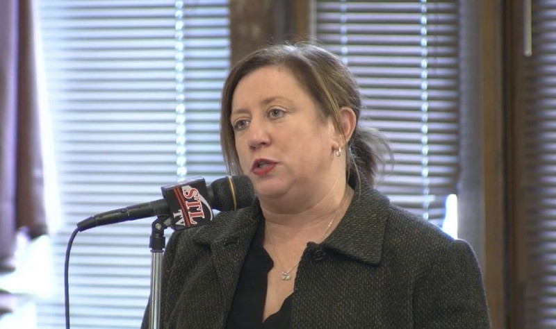 Former Ward 6 Alderwoman Christine Ingrassia speaks at a Board of Aldermen meeting on February 10 - Screenshot via City of St. Louis YouTube