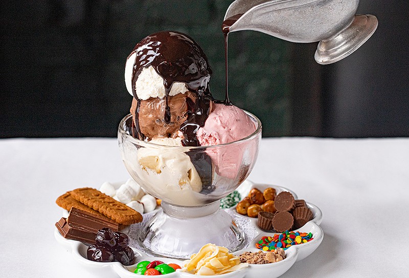 The Tavern serves a classic hot fudge sundae with all the fixings.