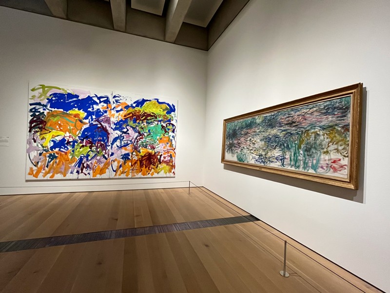Monet's Water Lilies are on the right wall and Mitchell's Ici is on the left.