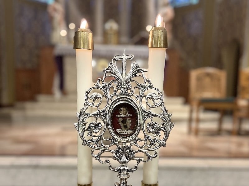 The holy relic: part of the toe bone of St. Louis the King. - COURTESY OF ST. AMBROSE