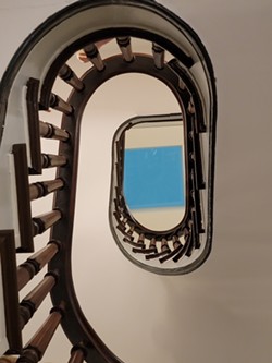 A look up at Deb Aerne's focal point staircase.