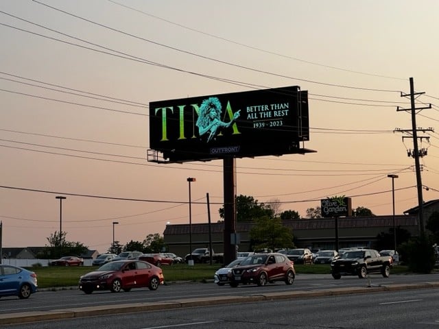 The Tina billboard is located on South Lindbergh Boulevard at the Tesson Ferry Road intersection - JAIME LEES