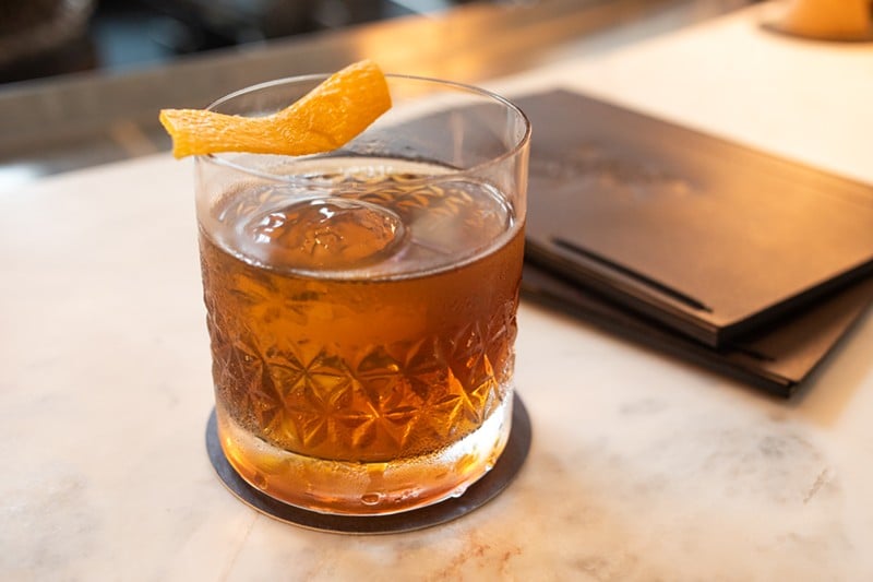 Drinks include a Ximenez old fashioned sweetened with Ximenez sherry.