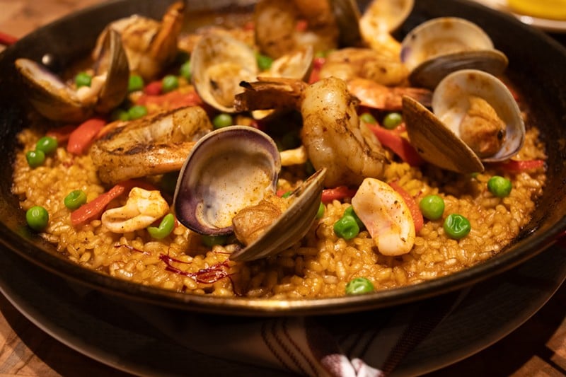 Dishes at Idol Wolf include a seafood paella.