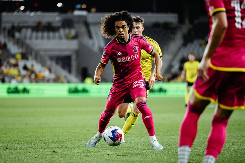 Aziel Jackson on the ball in City's 2-1 defeat against the Columbus Crew.