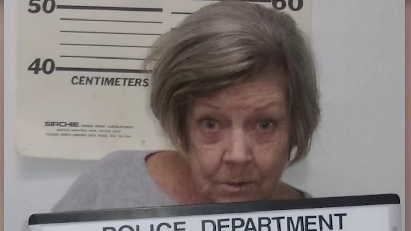 Bonnie Gooch's booking photo from Pleasant Hill Police Department. - Screen grab from Fox 4 Kansas City
