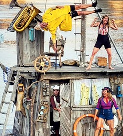 This is Flotsam Circus' fourth year performing on its ramshackle 32-foot floating stage.