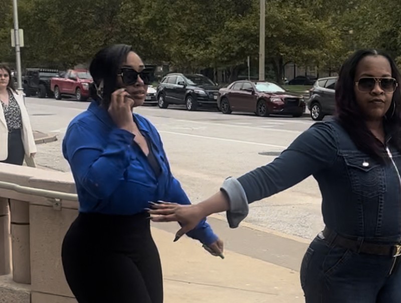 Brittish Williams leaving federal court after being sentenced to four years in prison.